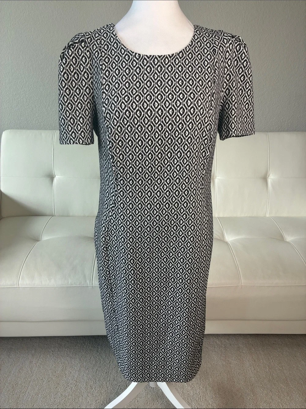 Calvin Klein Black & White Geometric Midi Dress